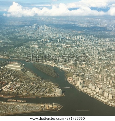 Aerial view of Vancouver, BC Canada