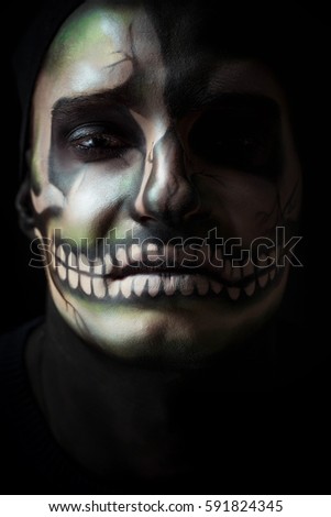 Male skeleton art makeup 