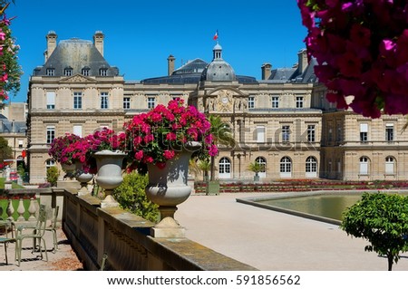 Jardin du Luxembourg and Palace at summer in Paris, France.
