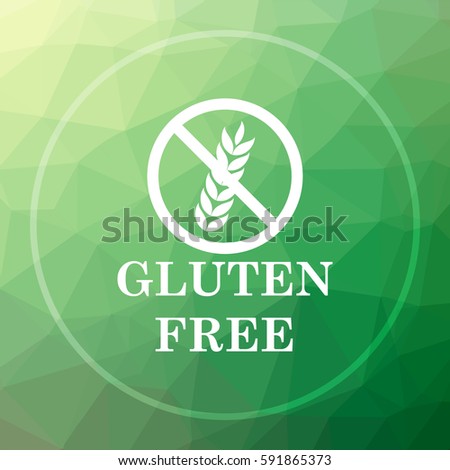 Gluten free icon. Gluten free website button on green low poly background.
