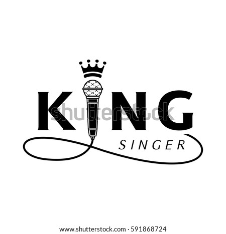 king singer logo design with microphone and crown