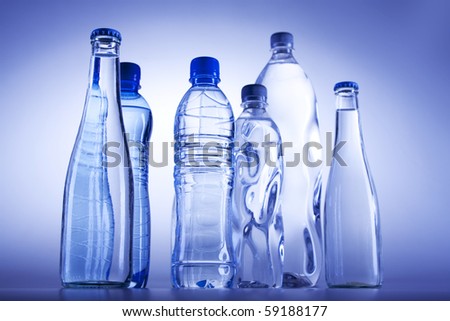 Water bottle in blue background