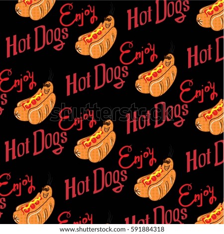 Enjoying Hot dog with glasses  pattern for package