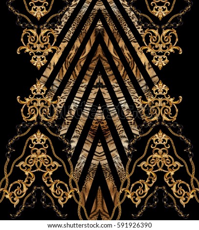 baroque leopard  background Royalty-Free Stock Photo #591926390