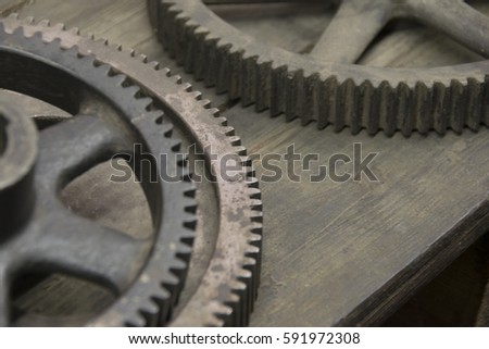 industrial background with machine metal cogwheels closeup