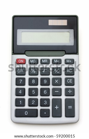A grey calculator isolated on a white background, calculator Royalty-Free Stock Photo #59200015