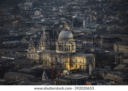London at night - Saint Paul Cathedral and the buildings beside.
