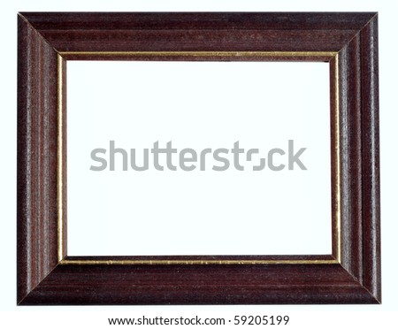 Empty wooden frame on white
