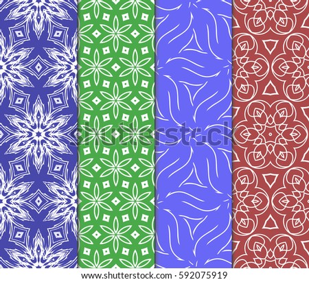 Seamless patterns set. Vintage decorative ethnic floral ornament. vector illustration. oriental design for print, wallpaper, decor, fabric, textile