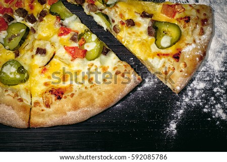 Pizza on a dark background