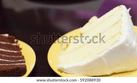 A slice of pineapple cake on a serving plate