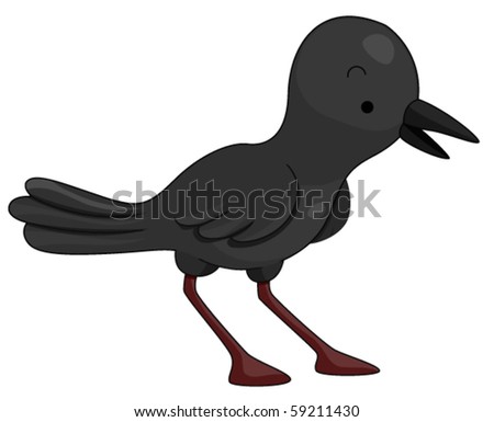 A Standing Little Crow Facing Right - Vector