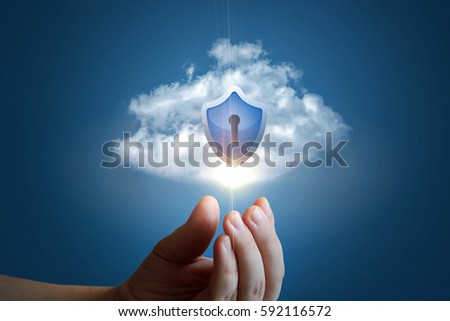 Cloud data security concept design art banner.