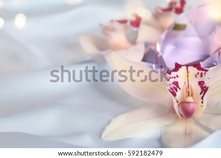 Wedding background with orchids and diamond