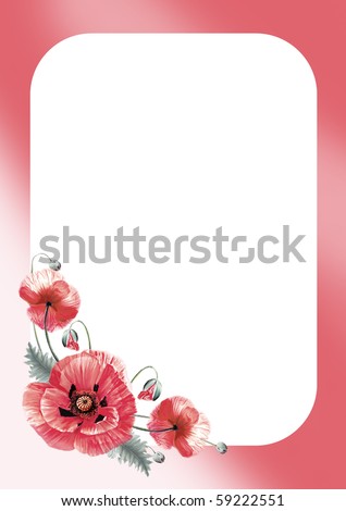 poppy flower frame or border