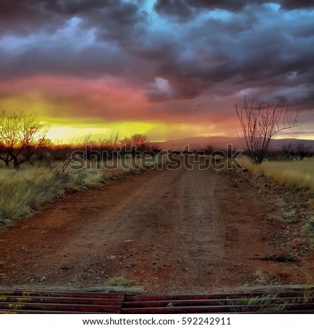 Dirt Road Sunset near Madera Canyon in Arizona.