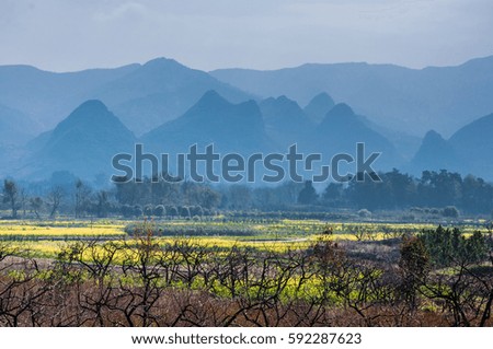 The countryside and mountains background scenery