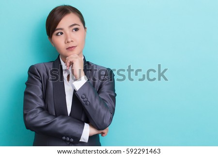 Businesswoman has positive thinking on isolated background