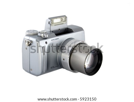 The digital camera on a white background