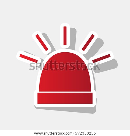 Police single sign. Vector. New year reddish icon with outside stroke and gray shadow on light gray background.