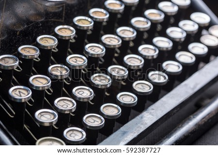 Vintage typewriter keys closeup image