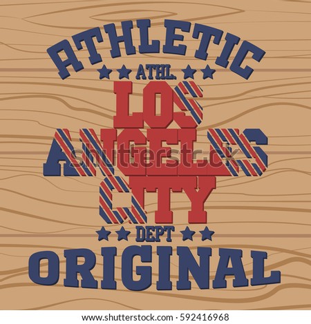 College fashion design print for t-shirt Los Angeles. California Sport Typography, vintage Vector