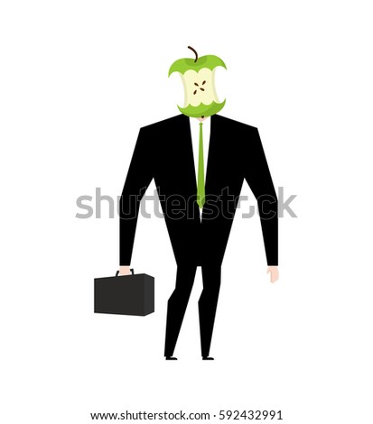 Businessman apple core. Dumb boss. Silly manager garbage
