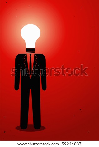 Illustration of a man with a light bulb instead of head