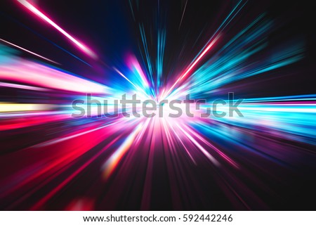 Abstract city street light explosion effect Royalty-Free Stock Photo #592442246