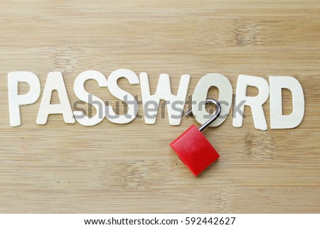 Word PASSWORD with unlock padlock hang on the alphabet O. Concept of cyber and online security.
