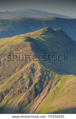Early morning light on Yewbarrow and Dore Head, English Lake District Royalty-Free Stock Photo #59246020