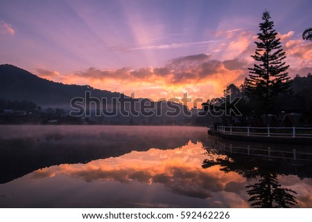 Reservoir at the Sunrise time , Locations Rak Thai village , Mae Hong Son province , Thailand