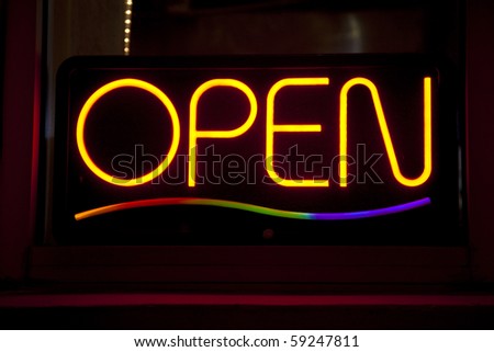 open sign at a shop in Miami at night