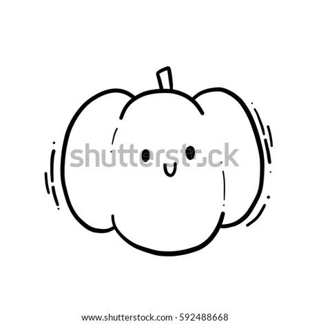 Cute outline hand drawn doodle illustration of pumpkin