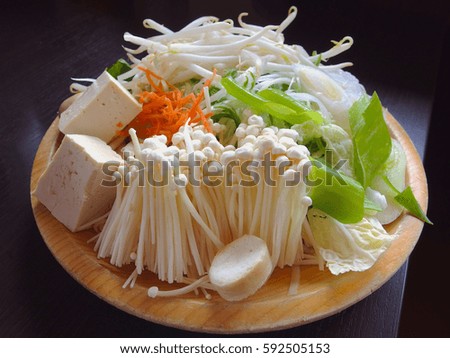 freshness vegetable set for Japanese cuisine, sukiyaki shabu-shabu.