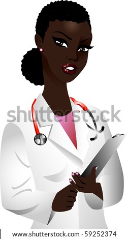 Raster version of black woman doctor. See others in this series.