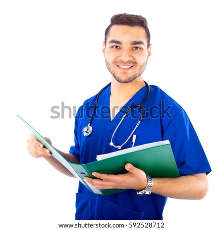 Doctor smiling, isolated on white