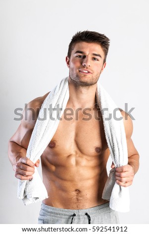 Fit, muscular male body, stock picture