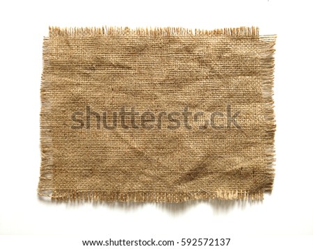Burlap Fabric Torn Edges Sack Cloth Pattern Isolated over White
