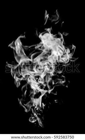 white flame smoke on black background