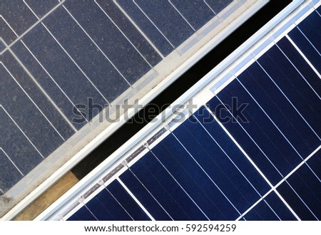 Dirty versus Clean Photovoltaic Panels Top View