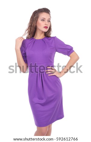 pretty young girl wearing lilac dress