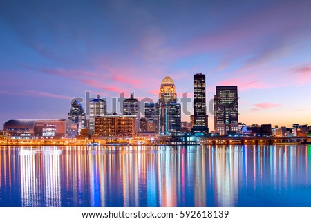 View of  Skyline downtown Louisville in Kentucky USA Royalty-Free Stock Photo #592618139
