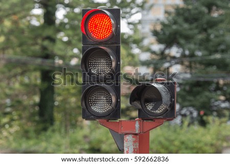 view of the street traffic light closeup
