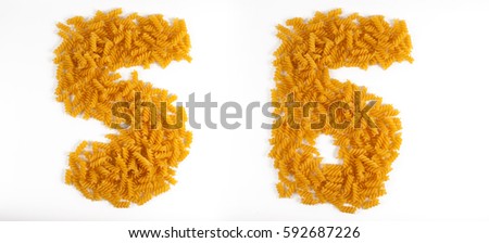 numbers with pasta. number 5 and 6.