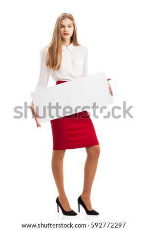 Beautiful young girl with empty blank for text