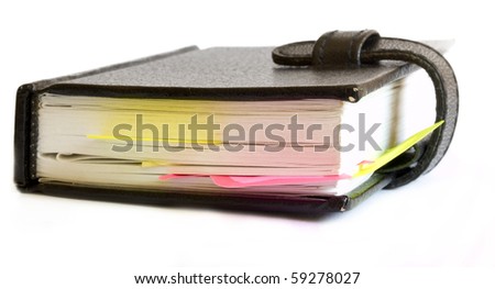 notebook with colored reminders