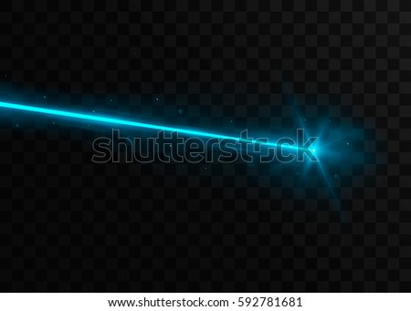 Abstract blue laser beam. Isolated on transparent black background. Vector illustration, eps 10. Royalty-Free Stock Photo #592781681