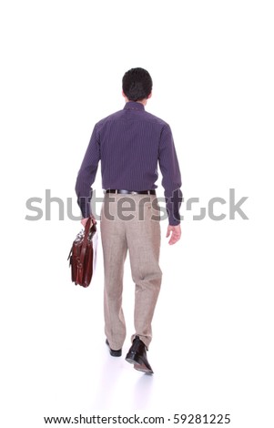 Portrait of a businessman with his briefcase, isolated over white background