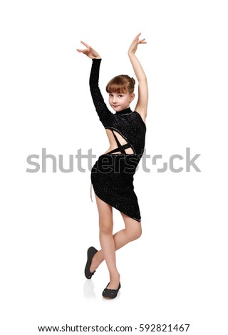 lottle girl dancing latin dances isolated on white background